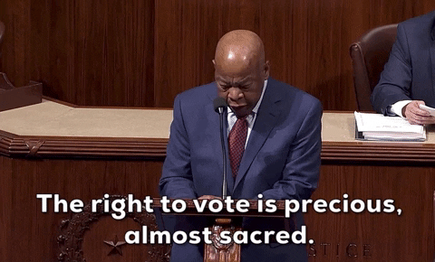 The late Congressman John Lewis saying the right to vote is precious, almost sacred.